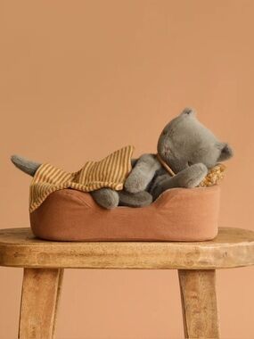 NWT Maileg Sleeping Kitten Plush Medium Grey, Soft Toy, Collectible Kids Gift